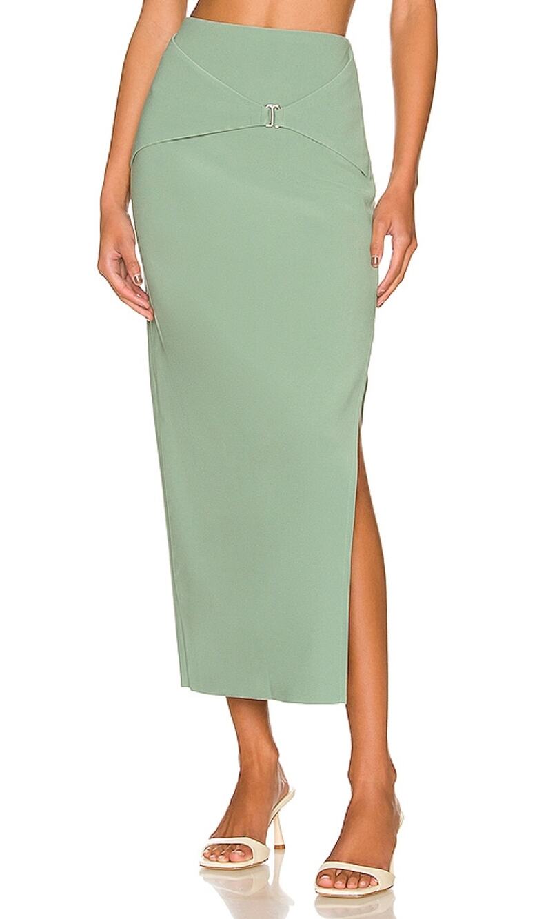 Bec + Bridge Sleek Moss Ivy Midi Skirt Size 4 - Picture 1 of 4